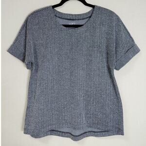 LOFT Knit Top Gray Solid Short Sleeve Women Size M